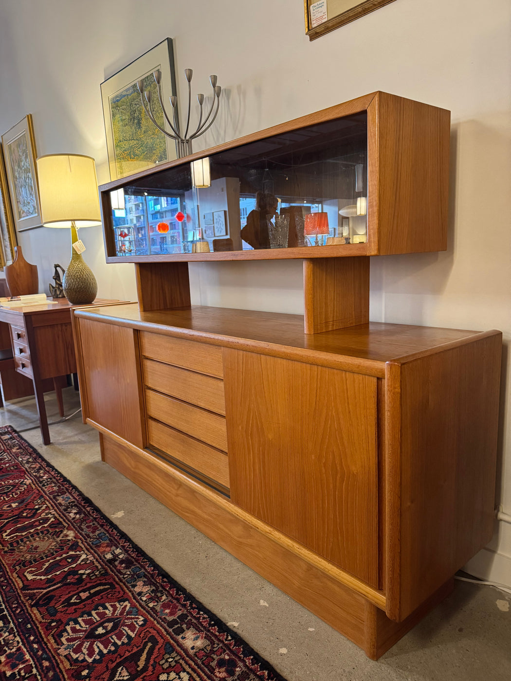 Midcentury Teak Credenza + Hutch