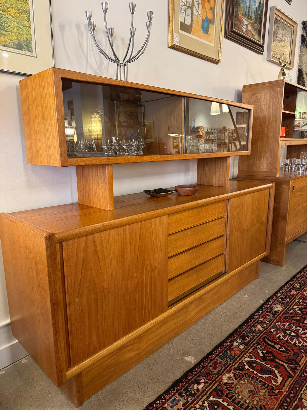 Midcentury Teak Credenza + Hutch