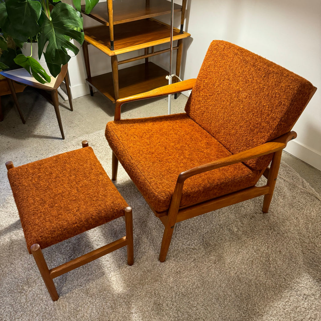 SL Mobler Teak Chair + Footstool