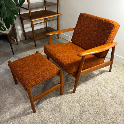 Danish Teak Lounge Chair + Ottoman