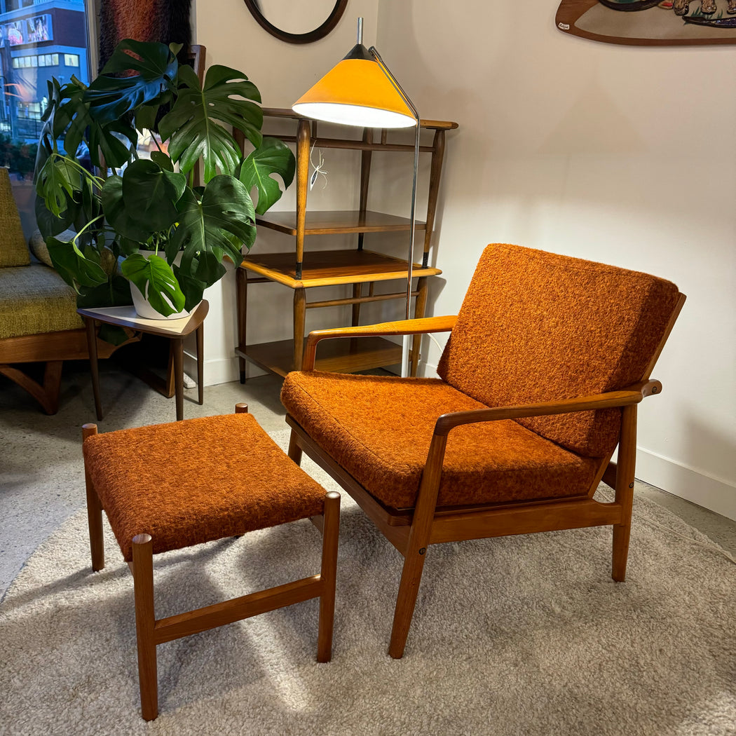 SL Mobler Teak Chair + Footstool