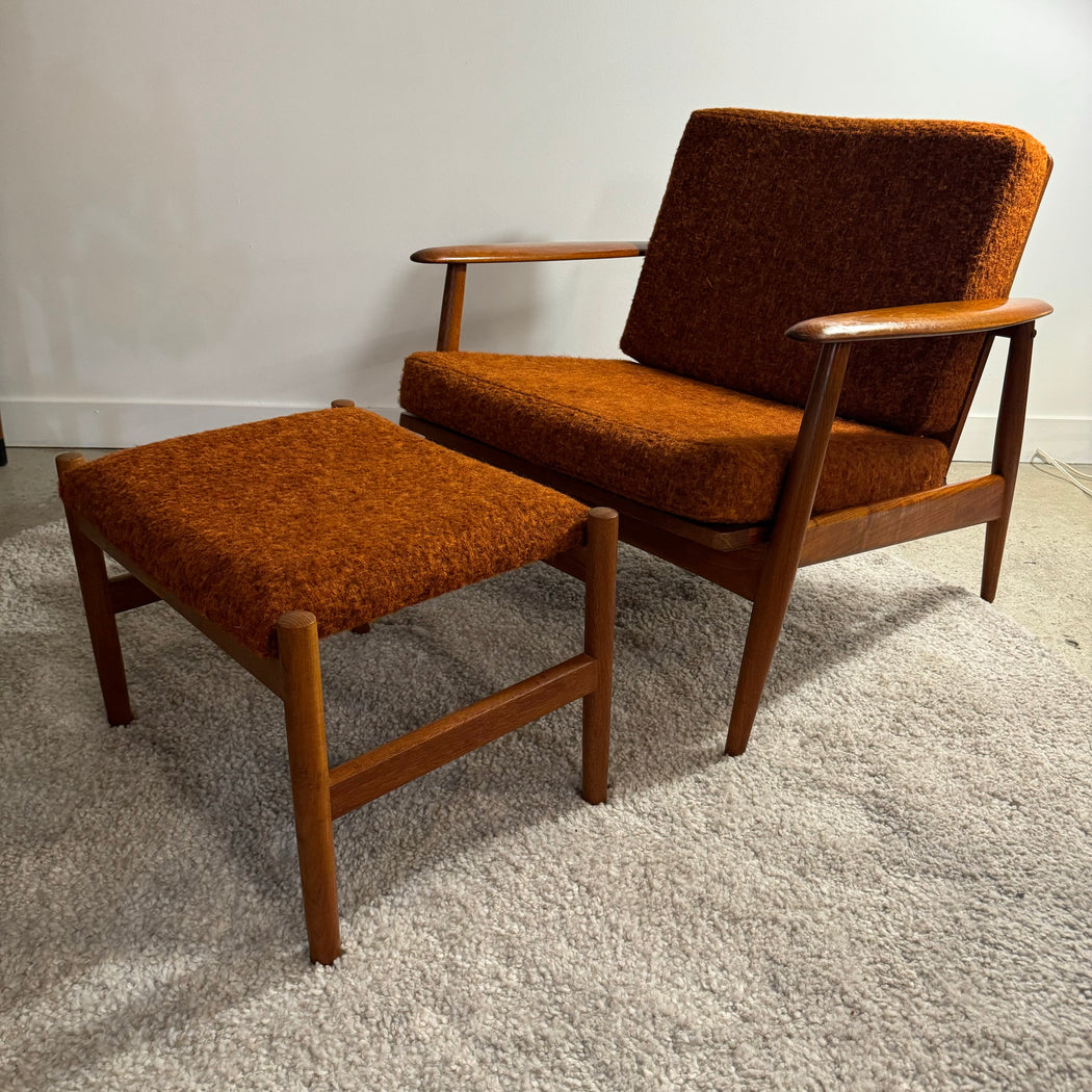 Danish Teak Lounge Chair + Ottoman