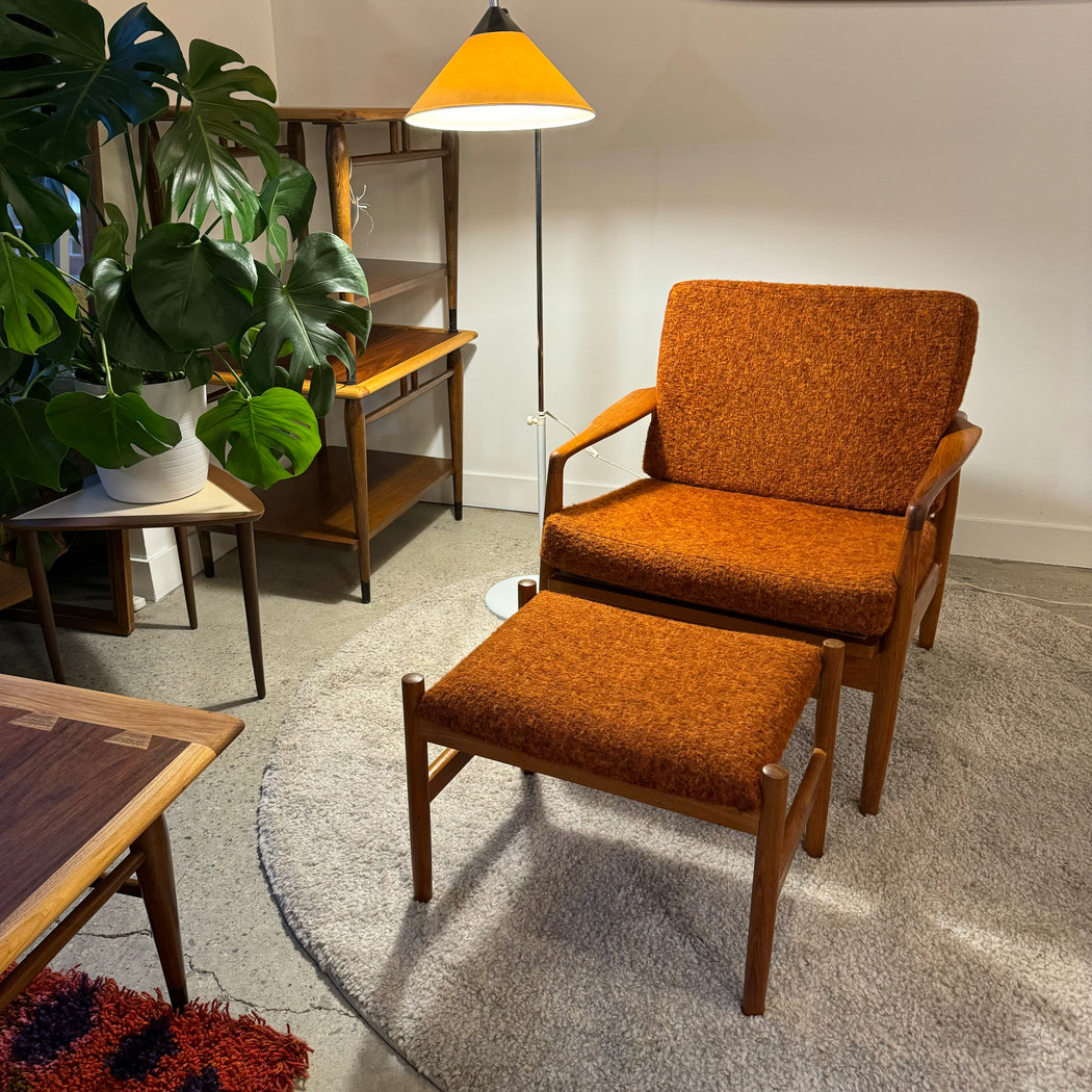 SL Mobler Teak Chair + Footstool